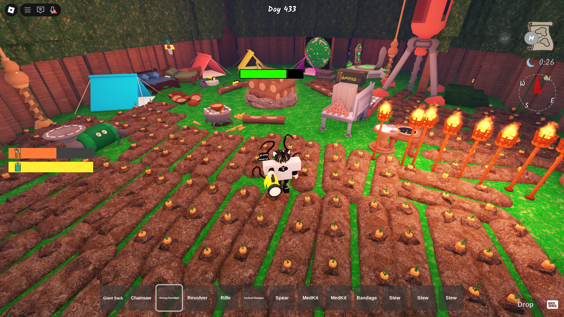 Squad camping scene from 99 Nights in the Forest